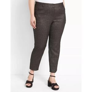 NWT Lane Bryant The 4 Season Slim Ankle Pants Black & Gold High Rise Slim Sz 24